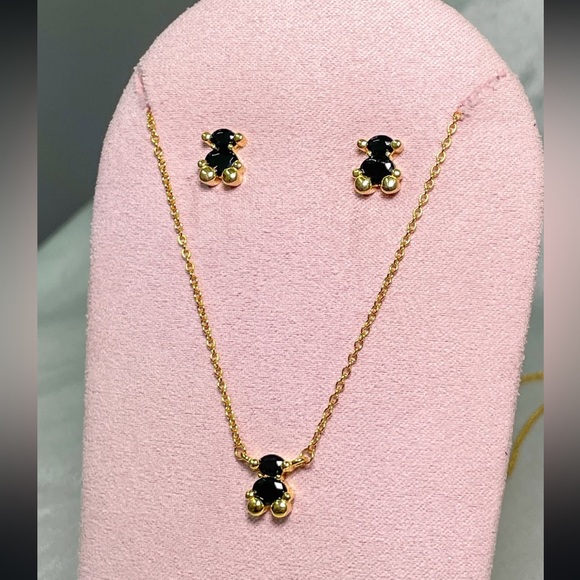 Tous Bear 18k Gold over silver and onix Jewelry Set - Picture 1 of 1